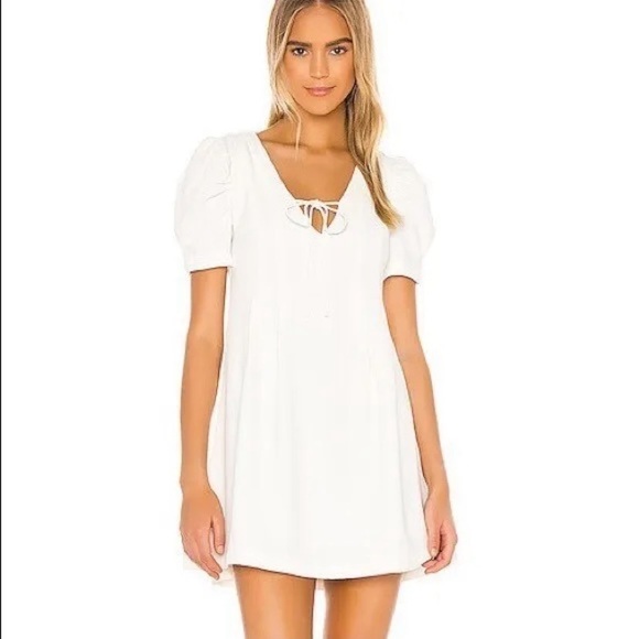 Line & Dot Dresses & Skirts - Revolve White Line & Dot Day Break Puff Sleeve Dress 
Size Small